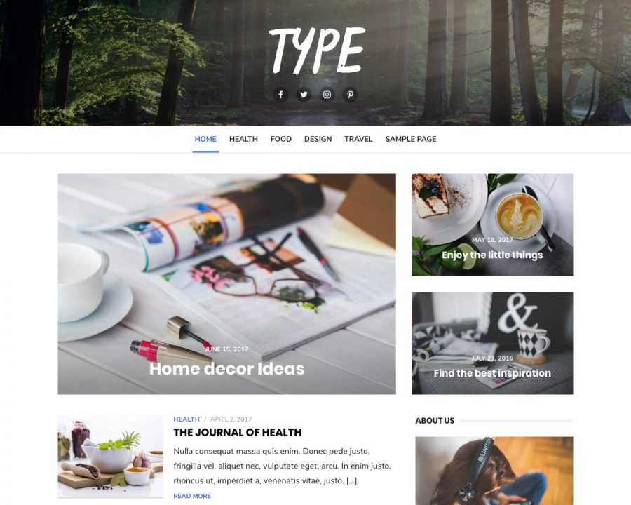 type wordpress theme