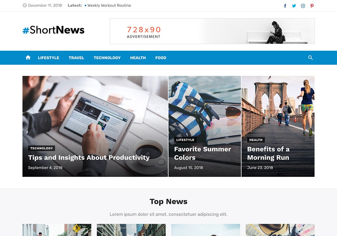 Short News - Free WordPress Themes