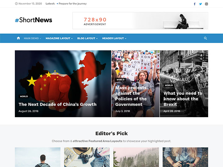 Short News - magazine wordpress theme