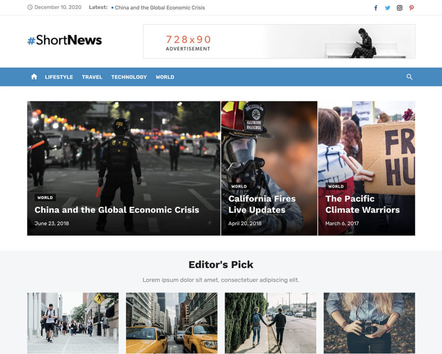 short news wordpress theme