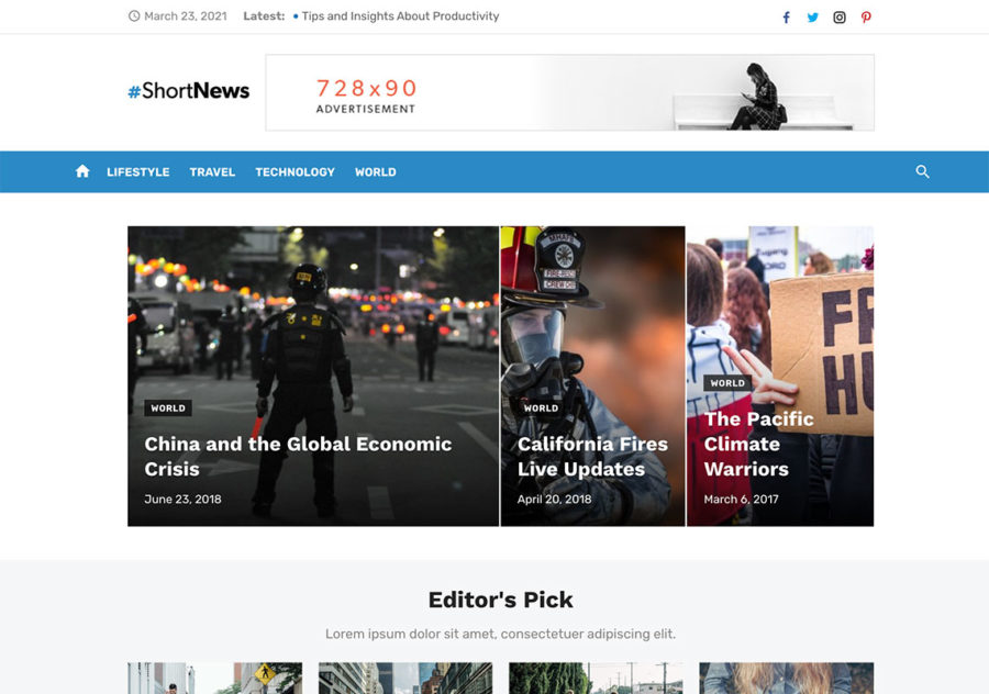 Short News - free wordpress themes 2018